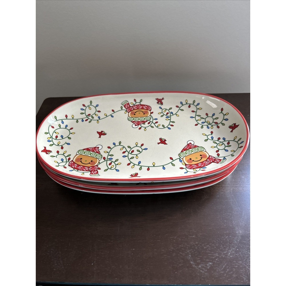 Temptations Bakeware Whimsy Christmas Serving Cookie Trays Lot 3